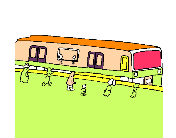Dibujo Pasajeros esperando al tren pintado por salvadoral