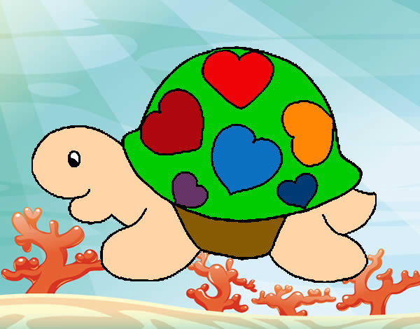 Dibujo Tortuga con corazones pintado por yorlenny