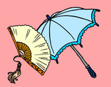 Dibujo Abanico y paraguas pintado por charito