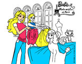 Dibujo Barbie y su amiga mirando ropa pintado por mijangelys
