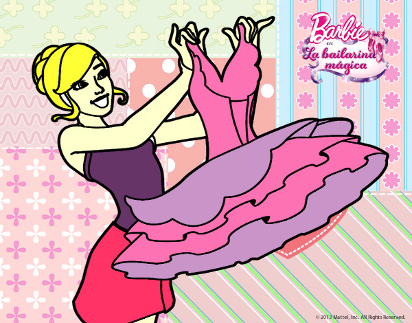 Dibujo Barbie y su vestido de ballet pintado por dulmari