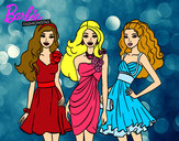 Dibujo Barbie y sus amigas vestidas de fiesta pintado por mijangelys