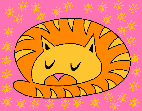Dibujo Gato durmiendo pintado por haru