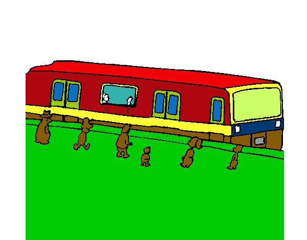 Dibujo Pasajeros esperando al tren pintado por Picky