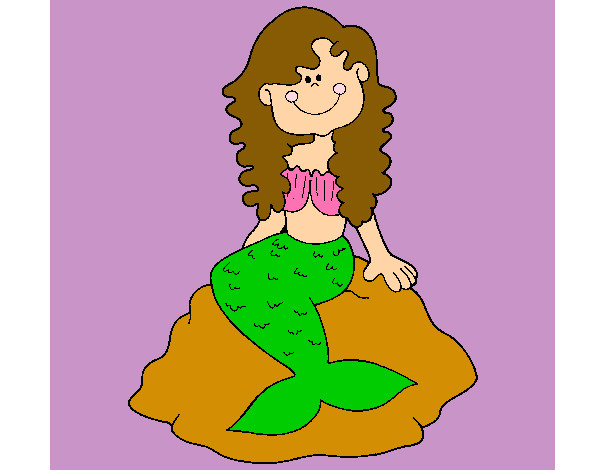 Dibujo Sirena sentada en una roca pintado por yessii