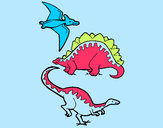Dibujo Tres clases de dinosaurios pintado por rosasolaz