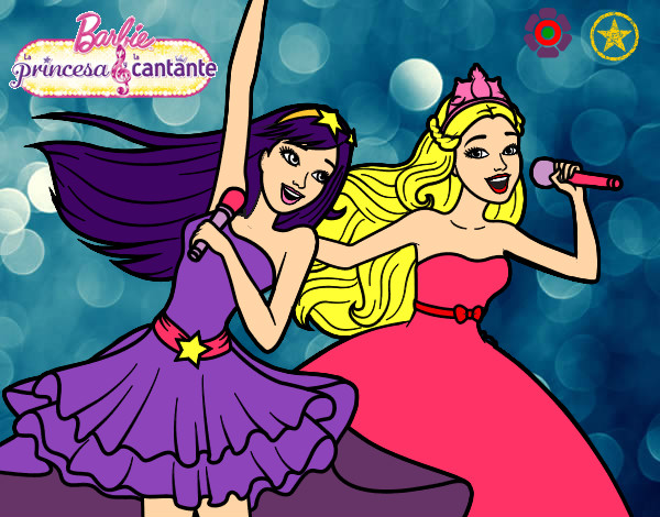 Dibujo Barbie y la princesa cantando pintado por Albaturon