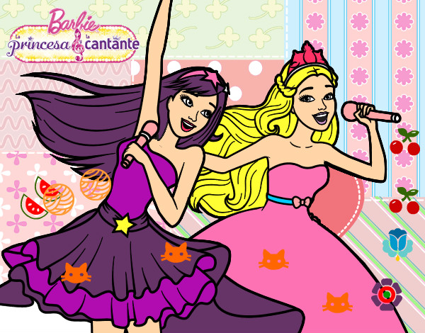 Dibujo Barbie y la princesa cantando pintado por Ka-ilan