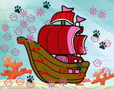Dibujo Barco de corsarios pintado por malaya