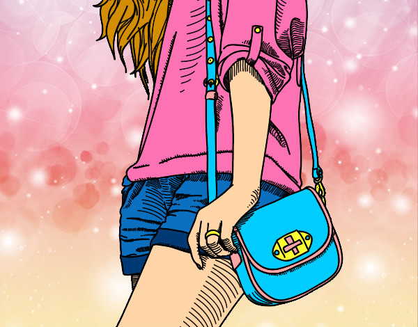 Dibujo Chica con bolso pintado por amistosa
