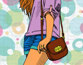 Dibujo Chica con bolso pintado por elena4