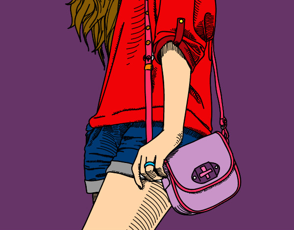 Dibujo Chica con bolso pintado por Zaira99