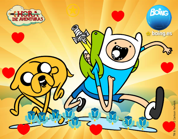 Dibujo Finn y Jake pintado por yessii