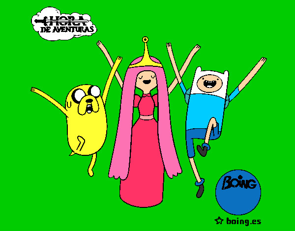 Dibujo Jake, Princesa Chicle y Finn pintado por Zaira99