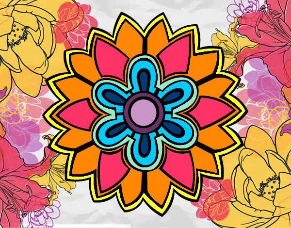 Dibujo Mándala con forma de flor weiss pintado por gamon