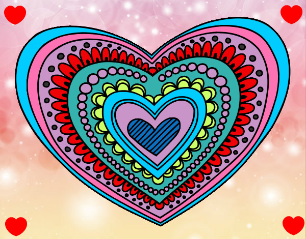 Dibujo Mandala corazón pintado por TABO