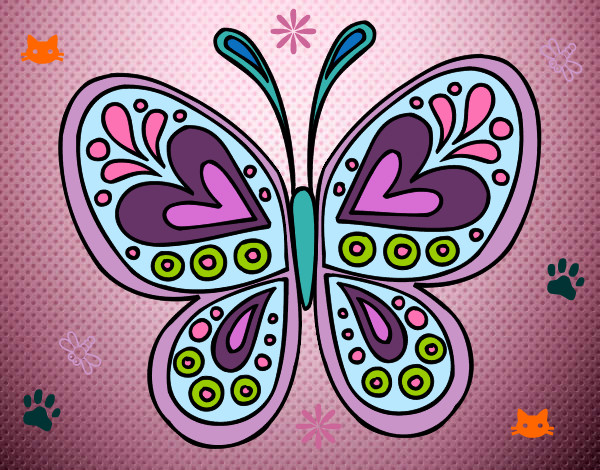 Dibujo Mandala mariposa pintado por nicolle16