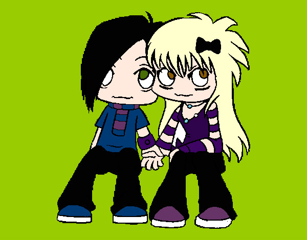 Dibujo Pareja Emo pintado por SamNight