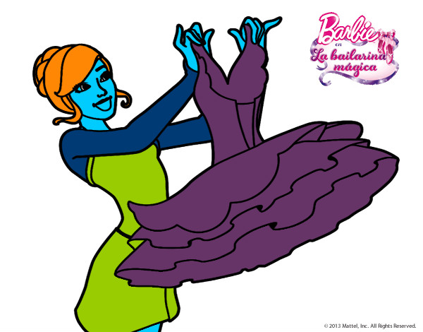 Dibujo Barbie y su vestido de ballet pintado por andrea4321