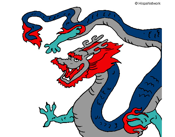 Dibujo Dragón chino pintado por jrluisb