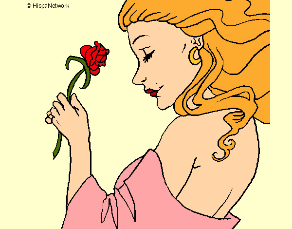 Dibujo Princesa con una rosa pintado por bobita