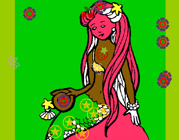 Dibujo Sirena con caracola pintado por lupezap