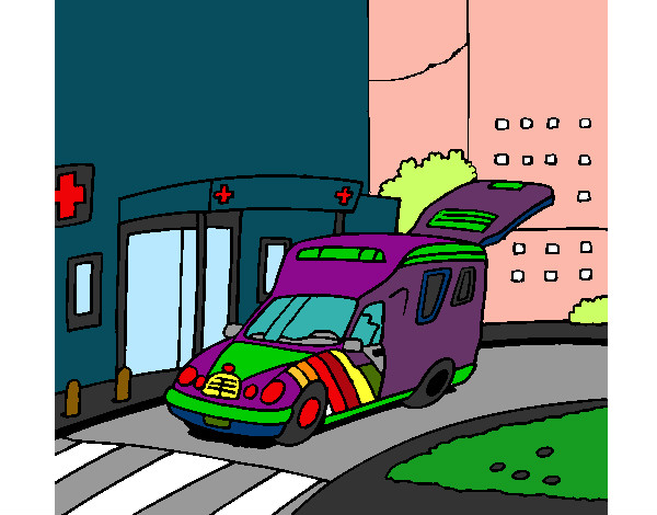 Dibujo Ambulancia en el hospital pintado por Trebools
