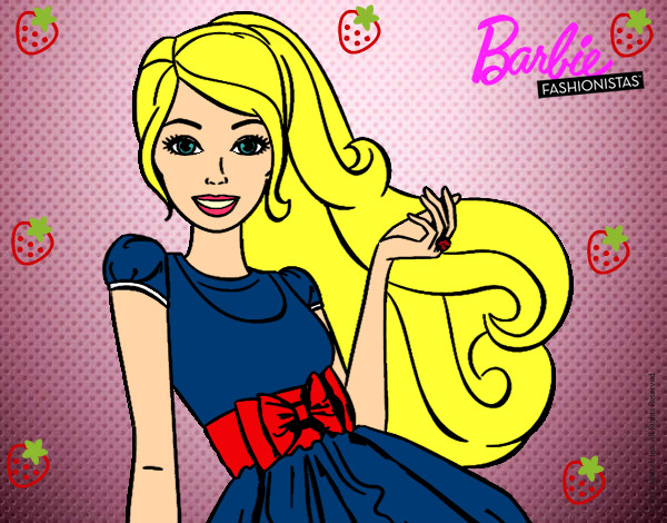Dibujo Barbie con su vestido con lazo pintado por Darismar 