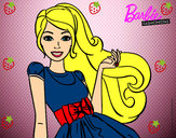Dibujo Barbie con su vestido con lazo pintado por Darismar 