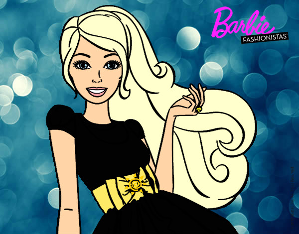 Dibujo Barbie con su vestido con lazo pintado por Karitoo