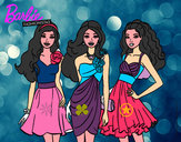 Dibujo Barbie y sus amigas vestidas de fiesta pintado por lupezap
