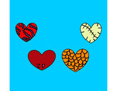 Dibujo Cuatro corazones pintado por yessii