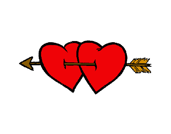 Dibujo Dos corazones con una flecha pintado por yessii