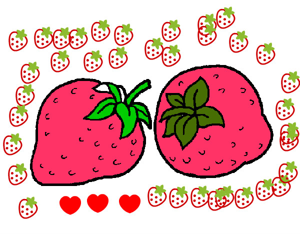 Dibujo fresas pintado por PrincesaGM