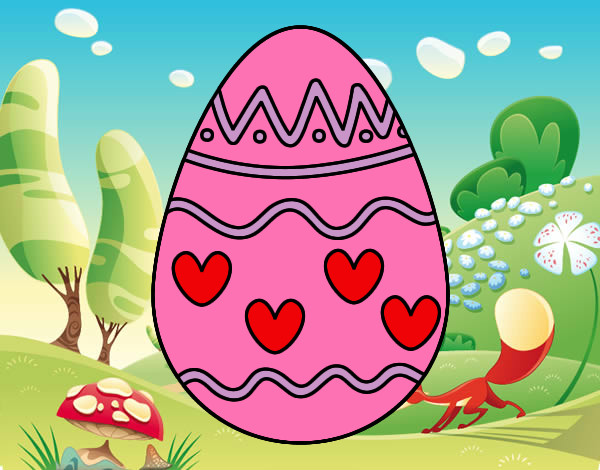 Dibujo Huevo con corazones pintado por yessii