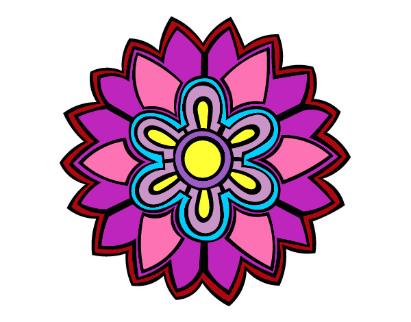 Dibujo Mándala con forma de flor weiss pintado por yessii
