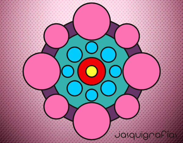 Dibujo Mandala con redondas pintado por yessii