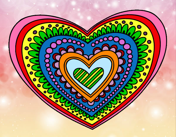 Dibujo Mandala corazón pintado por yessii