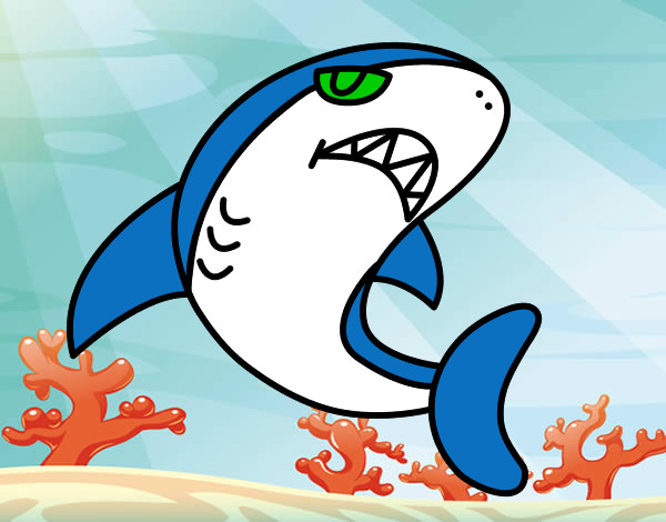 Dibujo Tiburón nadando pintado por johel