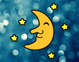 Dibujo Luna con estrellas pintado por melisadlv