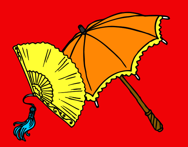 Dibujo Abanico y paraguas pintado por Emi0531