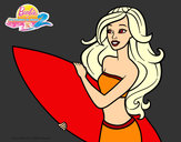 Dibujo Barbie va a surfear pintado por charito