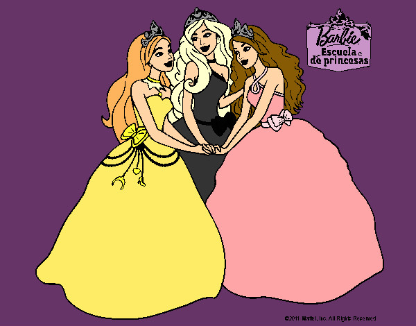 Dibujo Barbie y sus amigas princesas pintado por charito