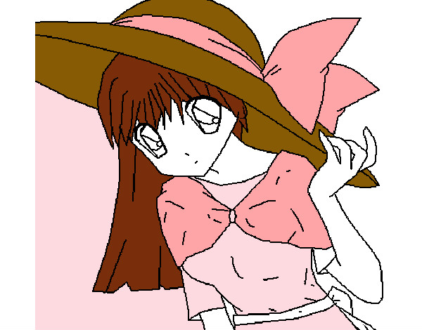 Dibujo Chica con sombrero pamela pintado por maria2050