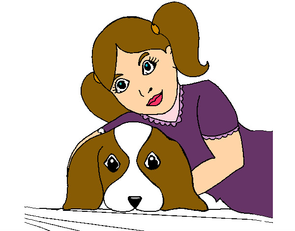 Dibujo Niña abrazando a su perro pintado por Ginie