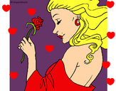 Dibujo Princesa con una rosa pintado por juli2612