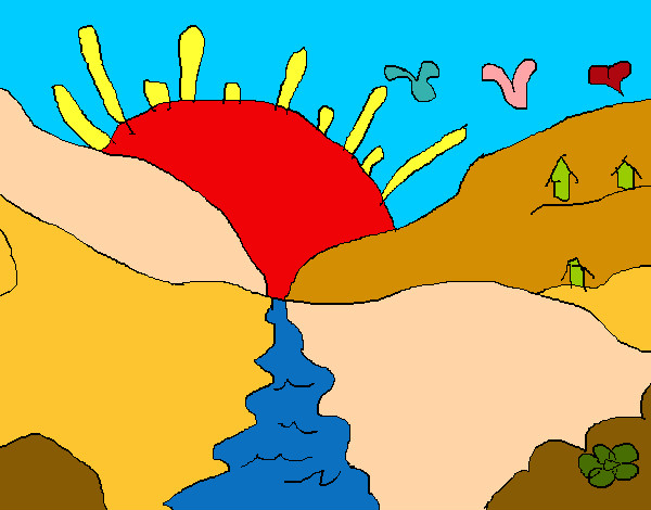 Dibujo Puesta de sol pintado por zennona