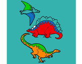 Dibujo Tres clases de dinosaurios pintado por arcejere