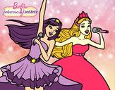 Dibujo Barbie y la princesa cantando pintado por lializpio