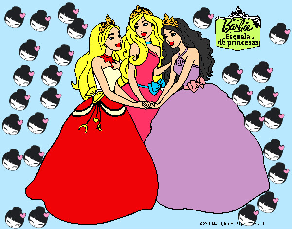 Dibujo Barbie y sus amigas princesas pintado por Darismar 